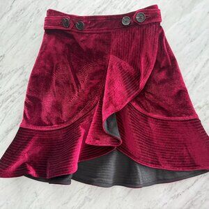 Self Portrait Burgundy Velvet Skirt, Size US 4